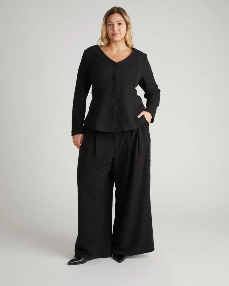 Blusa Alfaiataria Statement Ponte Preto Tweed - foto 1
