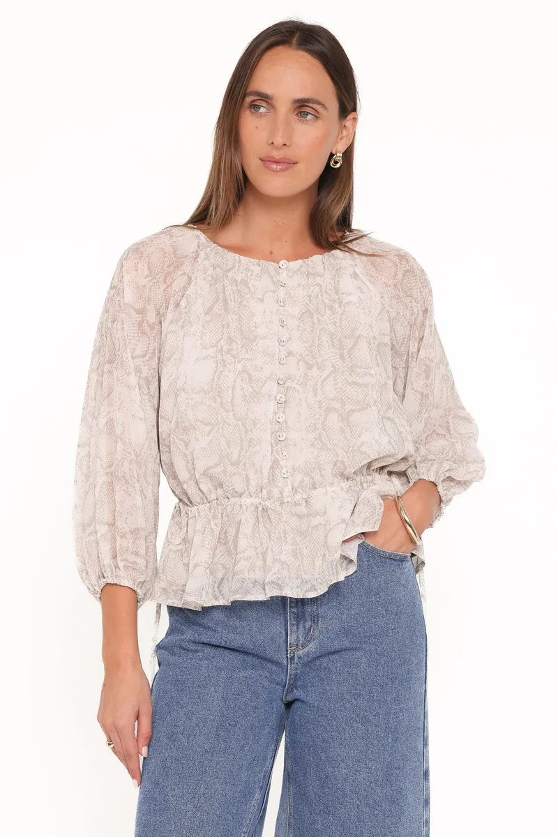 Blusa Ethelinda Drawcord Waist Snake Estampado - foto 2