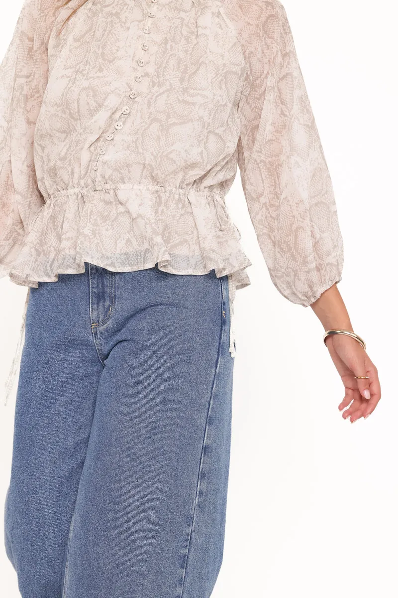 Blusa Ethelinda Drawcord Waist Snake Estampado - foto 3