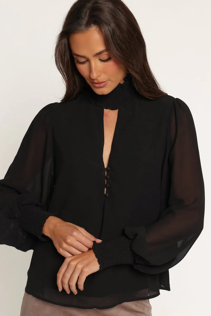 Blusa Linna Smocked Keyhole Preto - foto 3