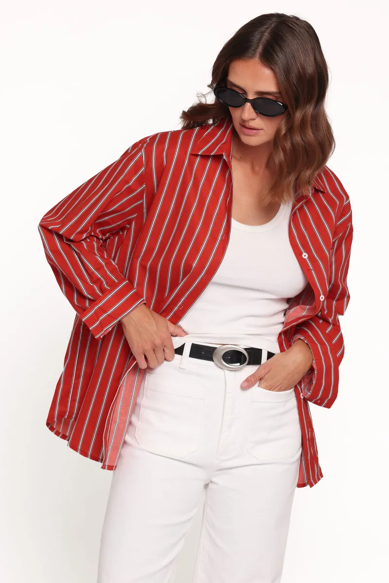 Blusa Palmer Button Down Vermelho Listrado - foto 1