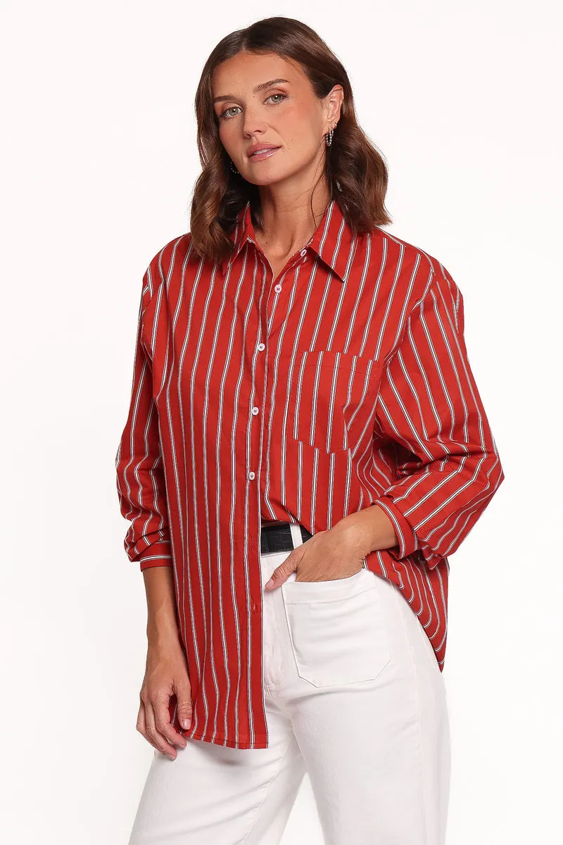 Blusa Palmer Button Down Vermelho Listrado - foto 3