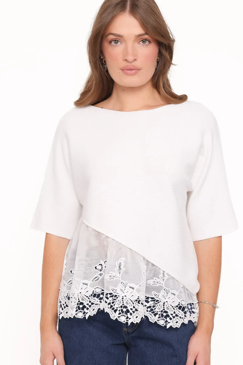 Blusa Renda Chase Hem Ribbed Marfim - foto 3