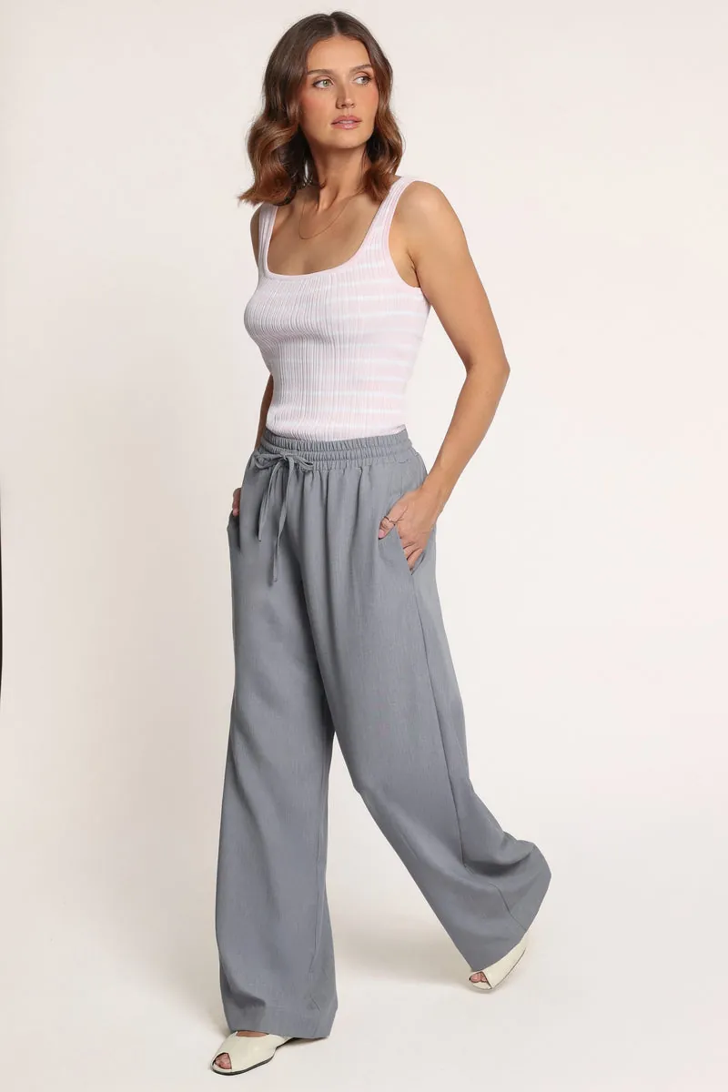 Calça Pantalona Drapey Elastic Waist Mescla Cinza - foto 3