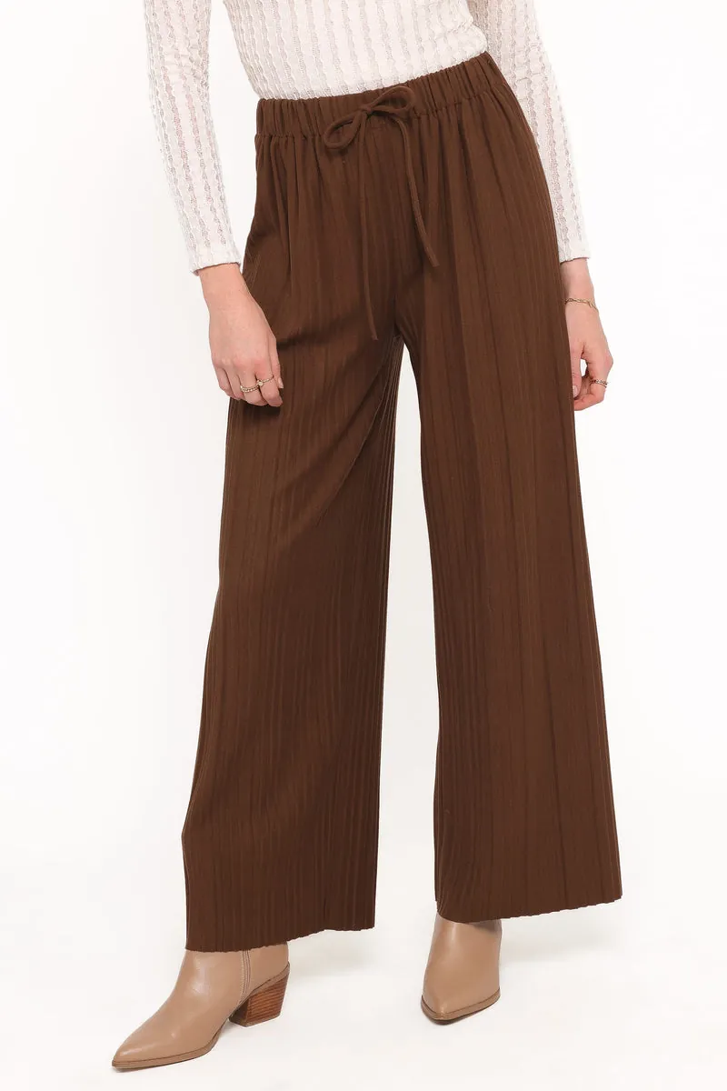 Calça Tricô Plissado Davis Marrom - foto 1