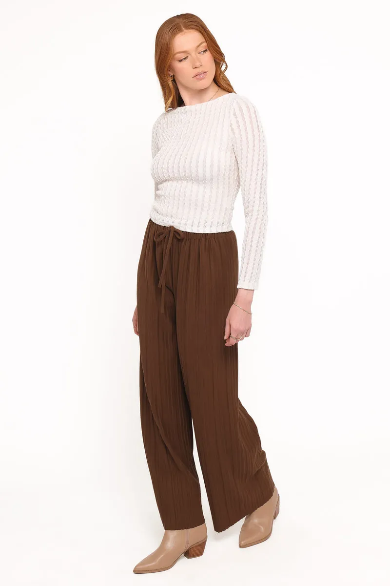 Calça Tricô Plissado Davis Marrom - foto 3