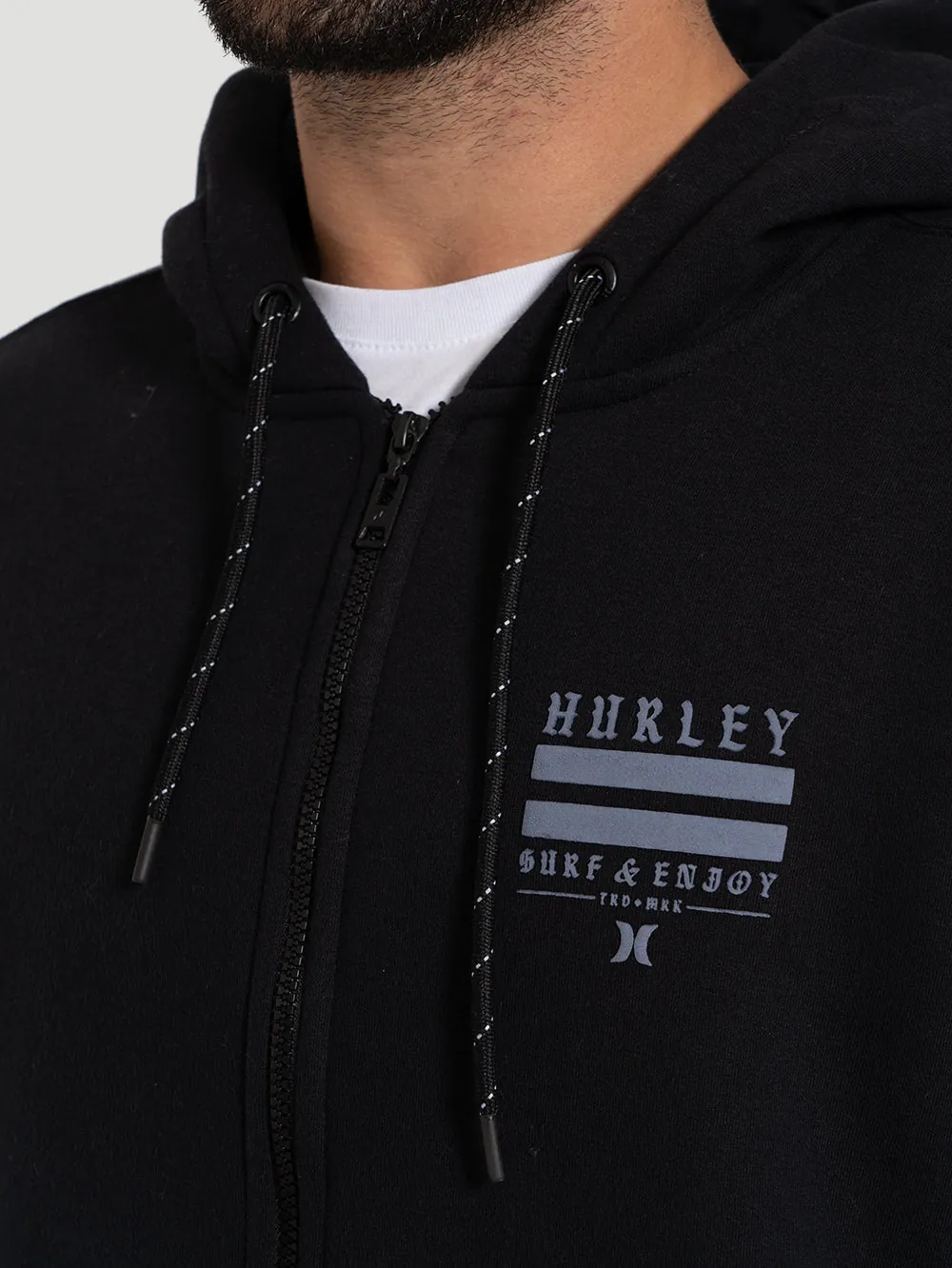 Moletom Canguru com Zíper Preto Hurley Agacê - foto 3