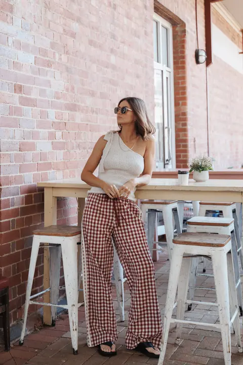 Calça Lawson Track Bordô Gingham