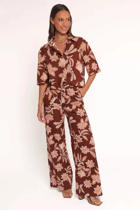 Calça Pantalona Samira Laranja Floral