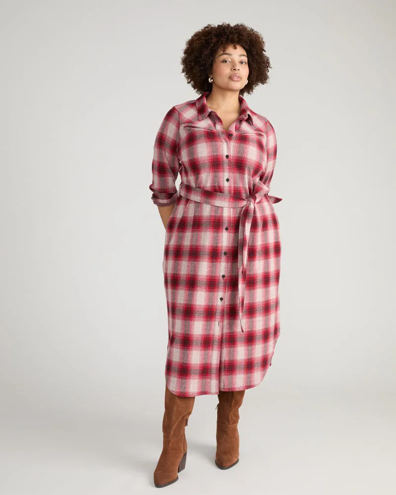 Vestido Chemise Morgan Belted Stretch Flannel Kent Xadrez - foto 1