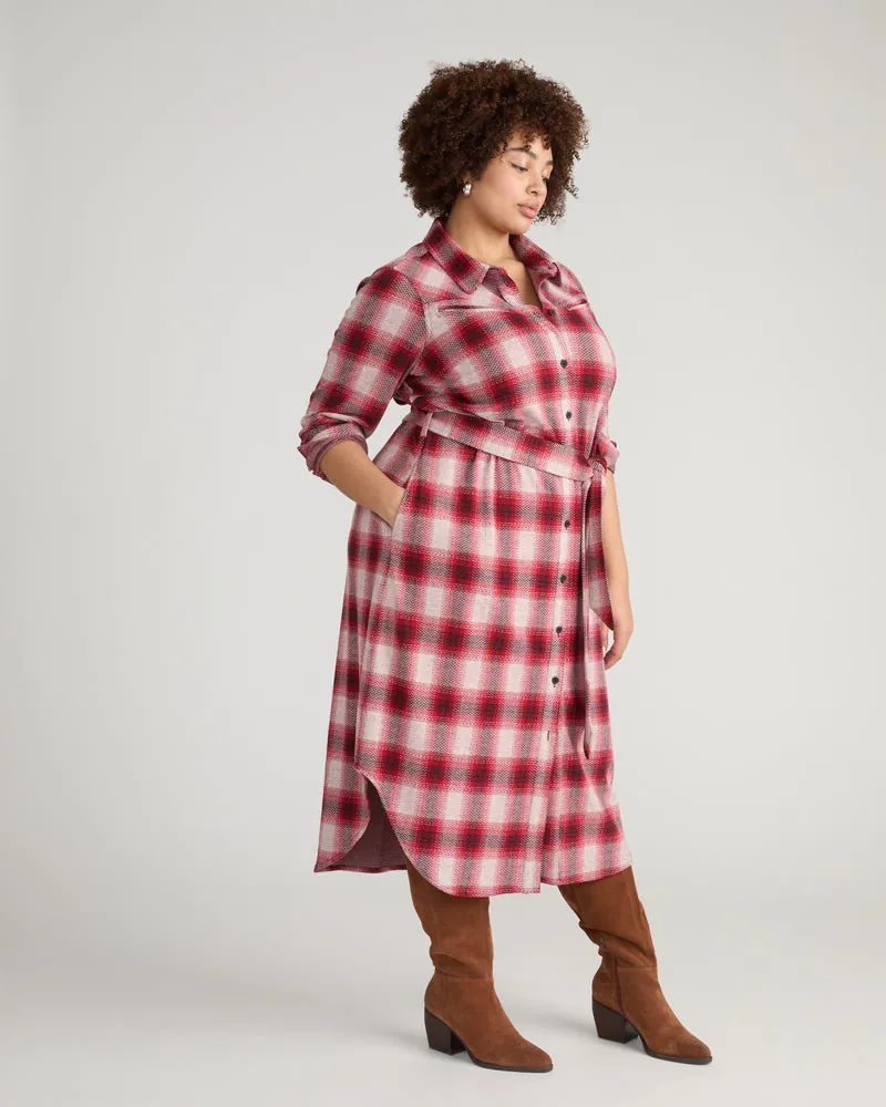 Vestido Chemise Morgan Belted Stretch Flannel Kent Xadrez - foto 2