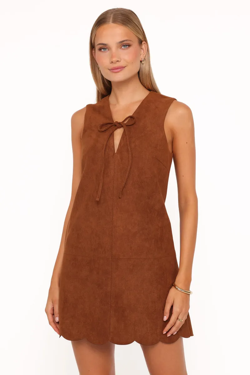 Vestido Curto Jonty Scallop Hem Cobre Caramelo - foto 2