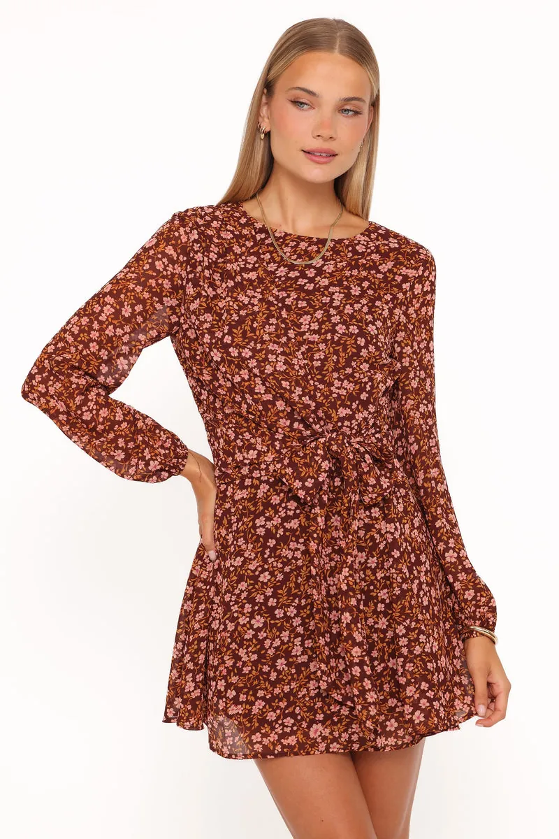 Vestido Curto Kaylie Marrom Miúdo Floral - foto 2