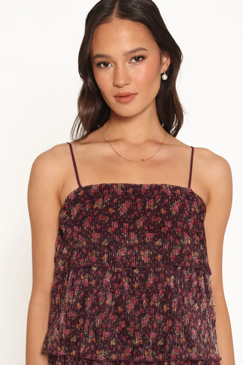 Vestido Longo Alinae Roxo Floral - foto 3