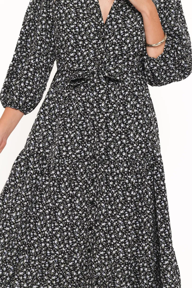 Vestido Longo Dixon Preto Miúdo Floral - foto 3