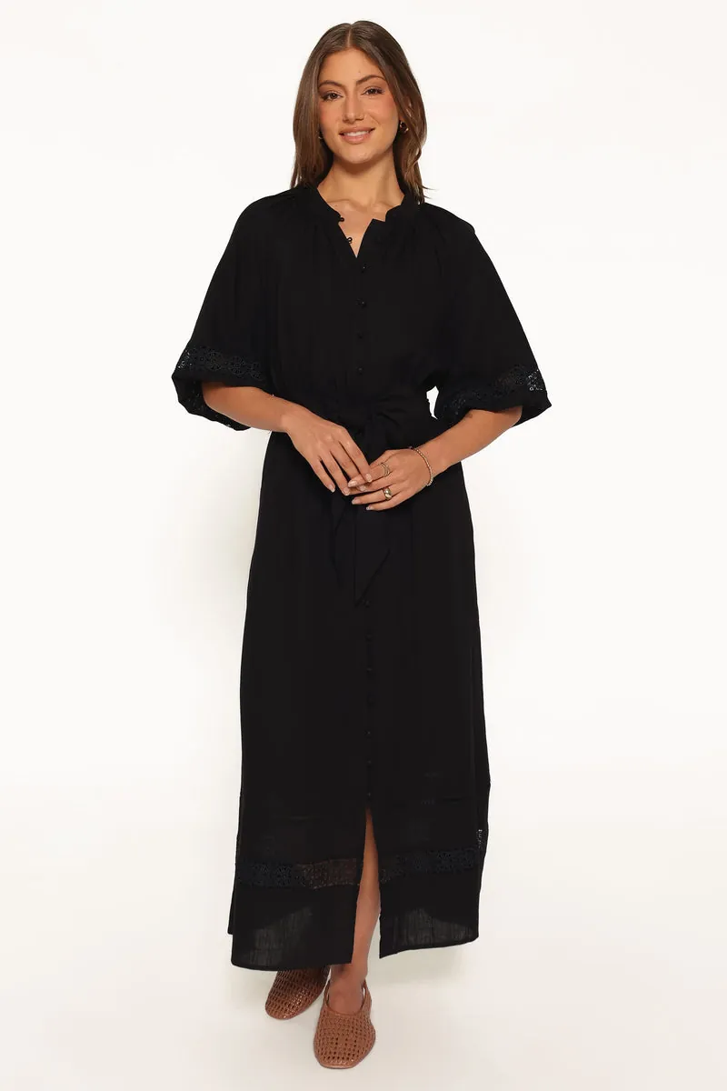 Vestido Longo Manga Longa Decosta Preto - foto 1