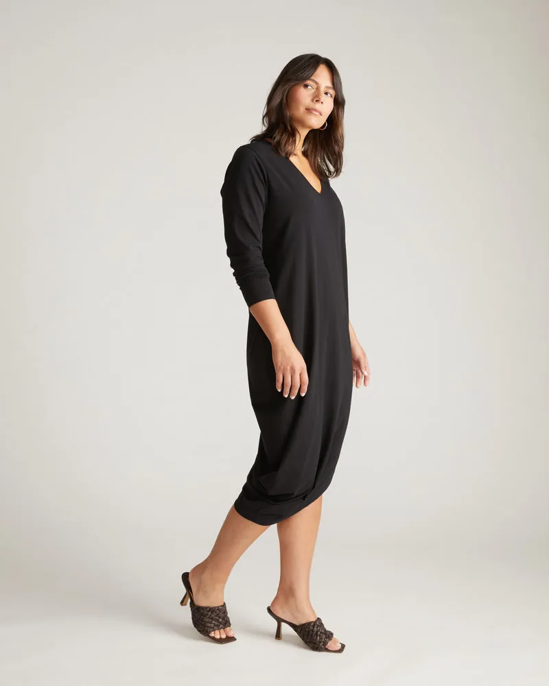 Vestido Manga Longa Iconic V-Neck Geneva Preto - foto 2