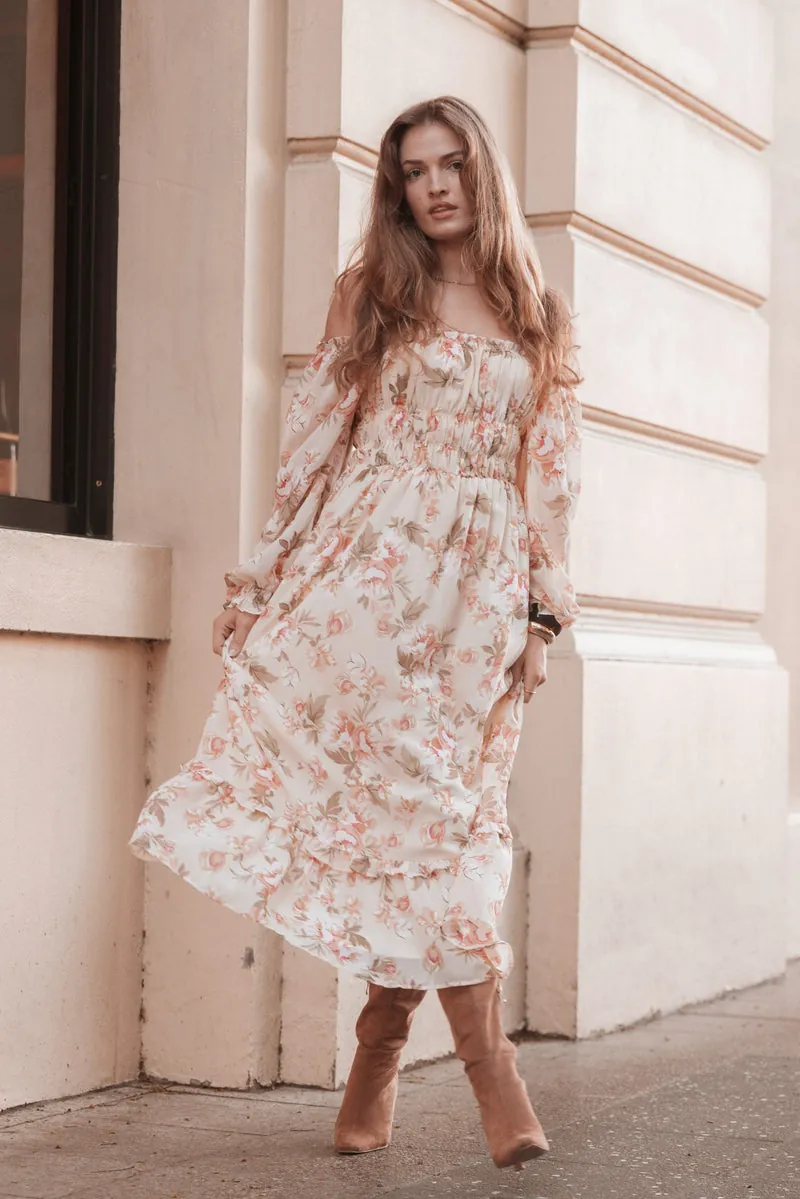 Vestido Midi Aine Creme Floral - foto 1
