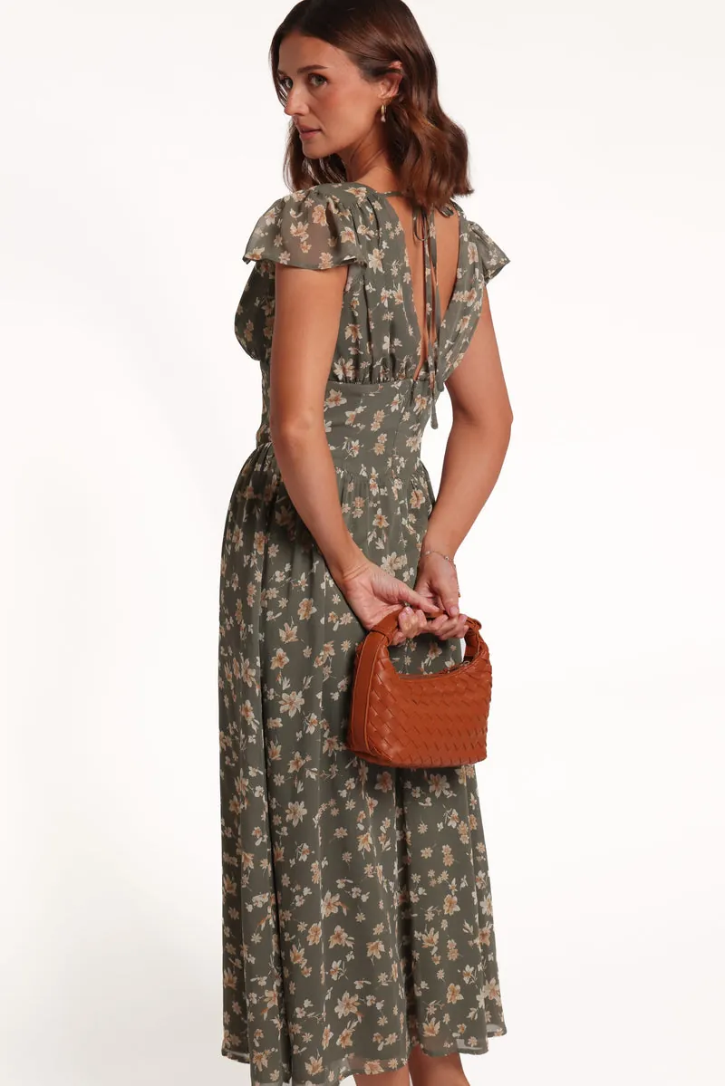 Vestido Midi Davie Verde-Oliva Floral - foto 1